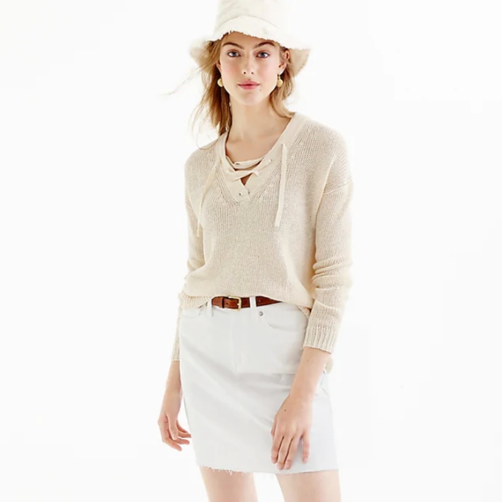J.Crew Linen Lace-Up Beach Sweater - Picture 1 of 6